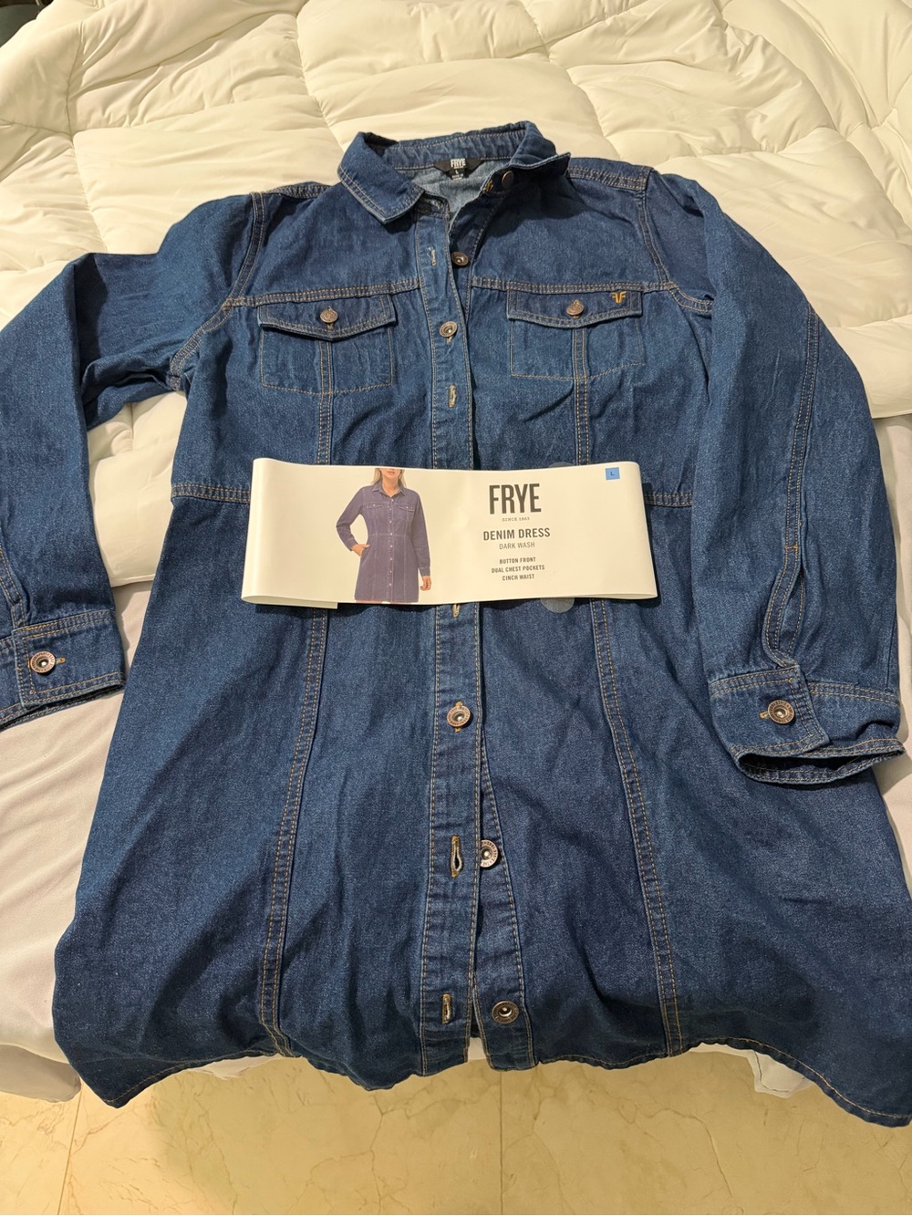 Frye Dark Blue Denim Shirt Dress